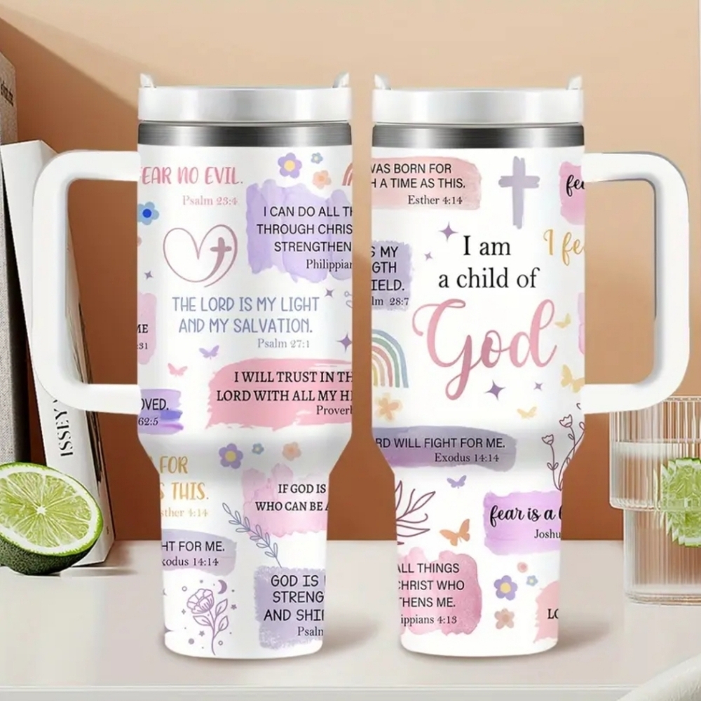 360° Sublimation Christian 40oz Tumbler 12 Hours Cold Or 12 Hours Hot